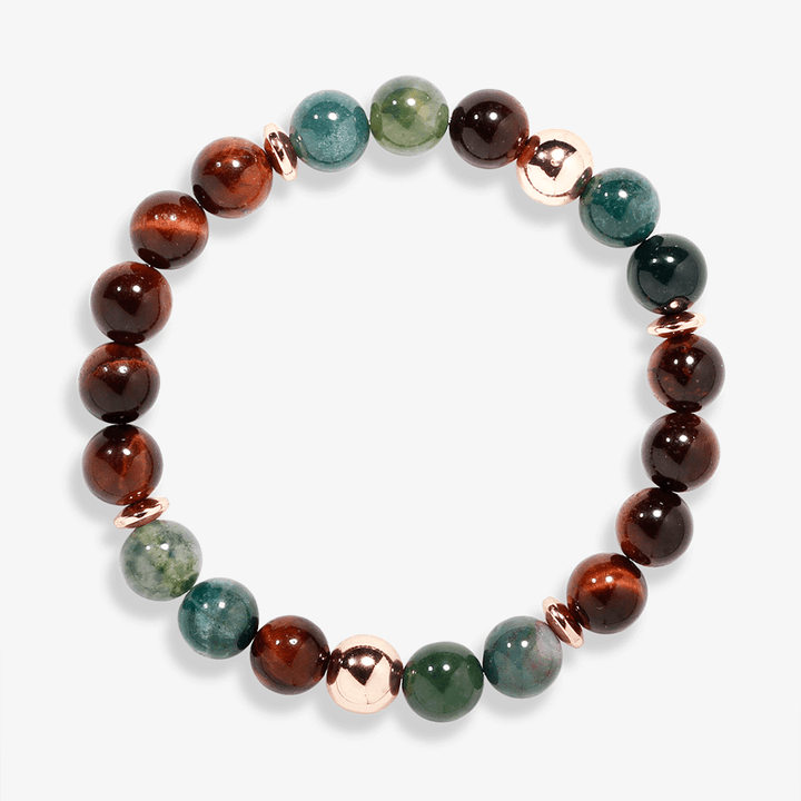 Moss Agate & Red Tiger's Eye 'Passion' Bracelet