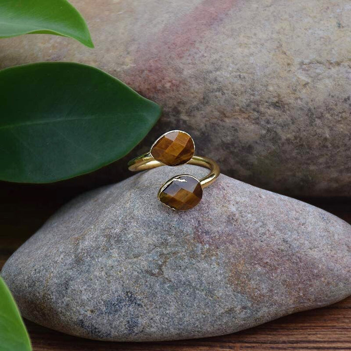 Earthvibe Tiger Eye Twin Flame Ring - youwows