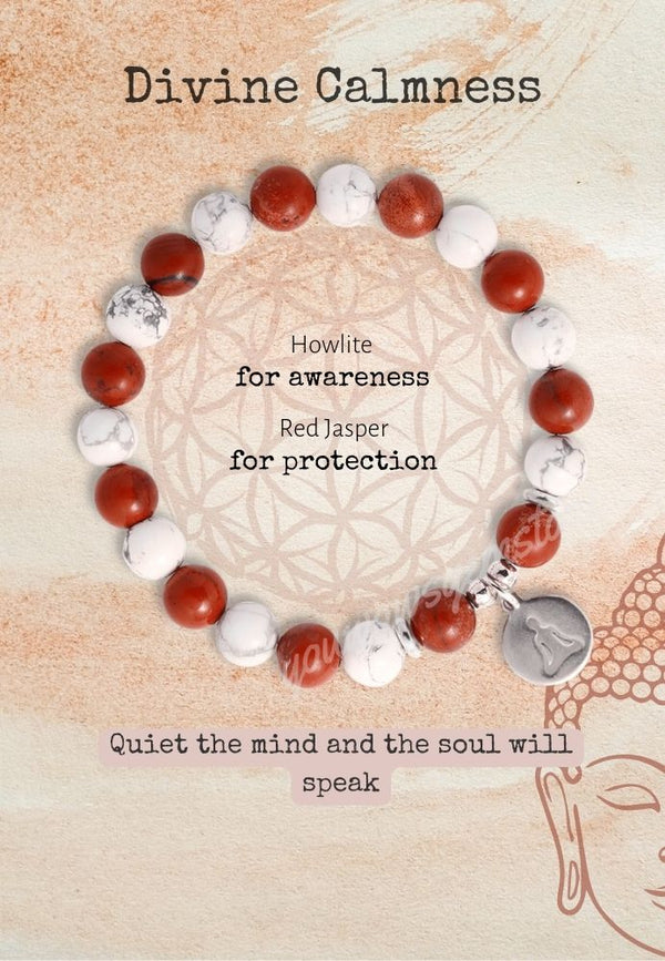 Red Jasper & Howlite Buddha Bracelet