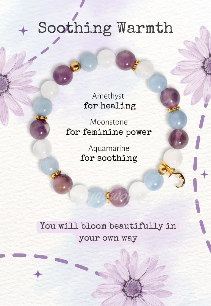 Amethyst,Aquamarine & White Jade Bracelet