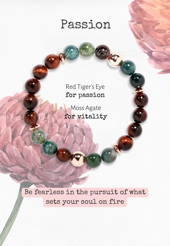 Moss Agate & Red Tiger's Eye Bracelet
