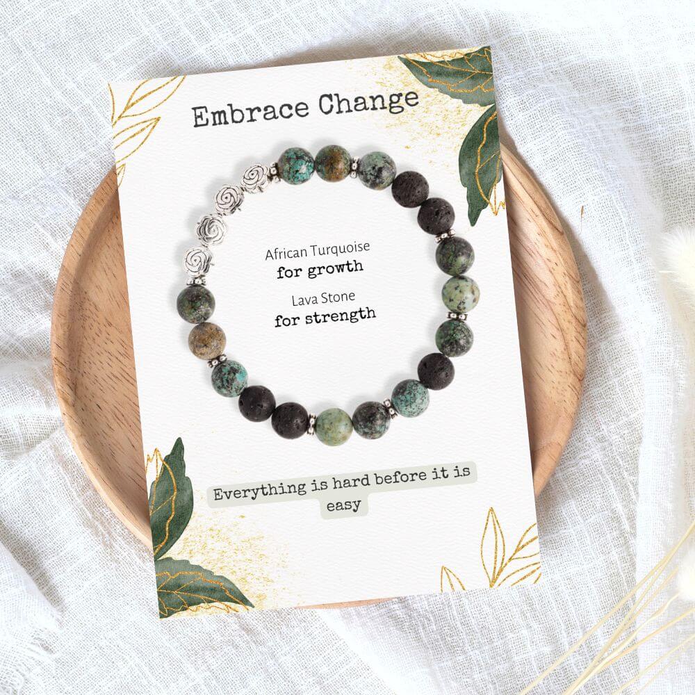 African Turquoise & Lava Stone Bracelet