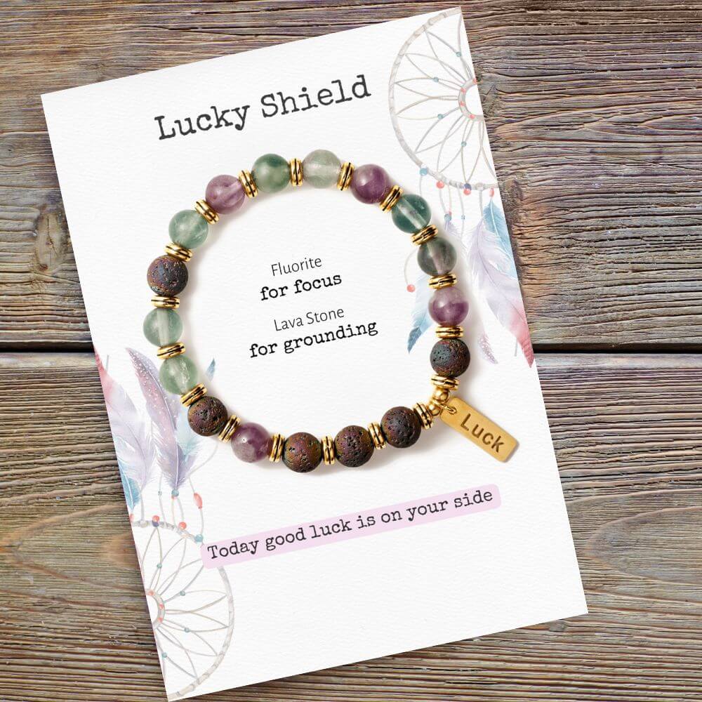 Fluorite & Lava Stone Bracelet