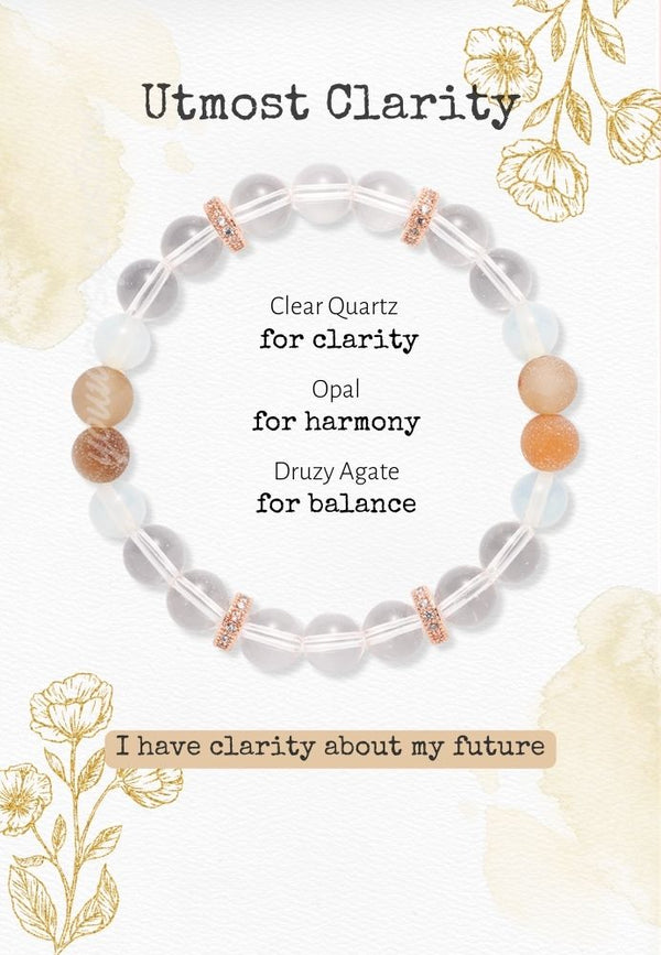 Clear Quartz,Opalit & Druzy Agate Bracelet