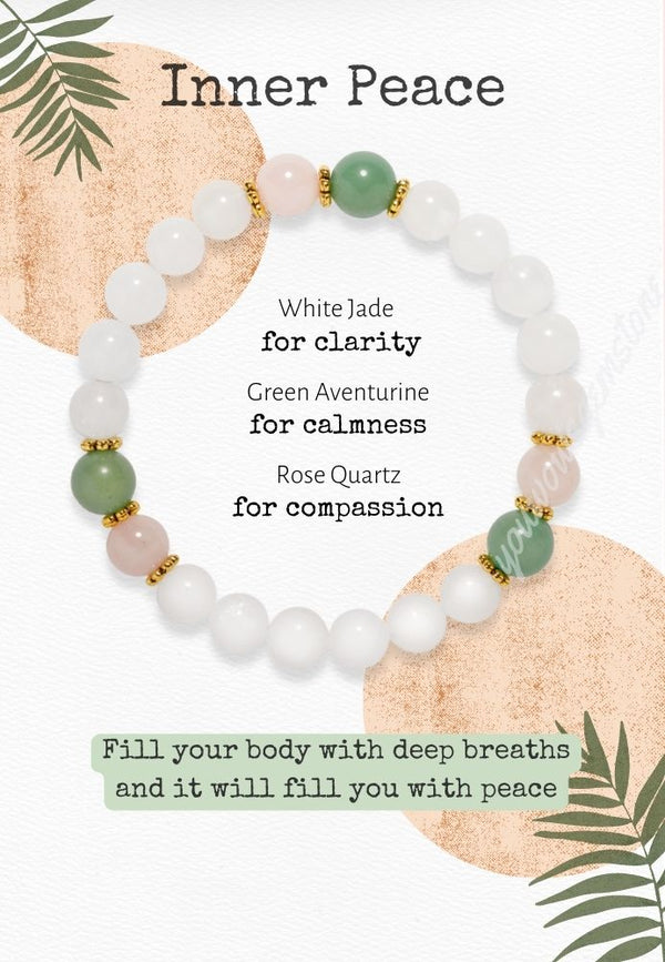 White Jade,Green Aventurine & Rose Quartz Bracelet