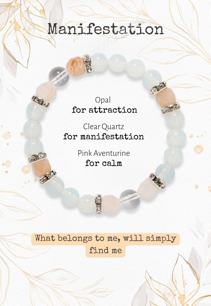 Pink Aventurine, Opal & Clear Quartz Bracelet