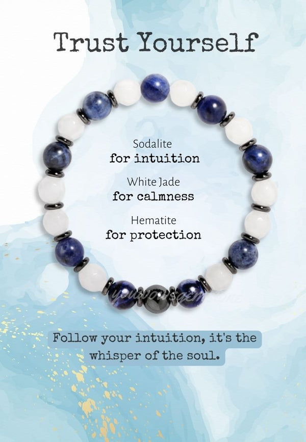 Sodalite,White Jade & Hematite Bracelet
