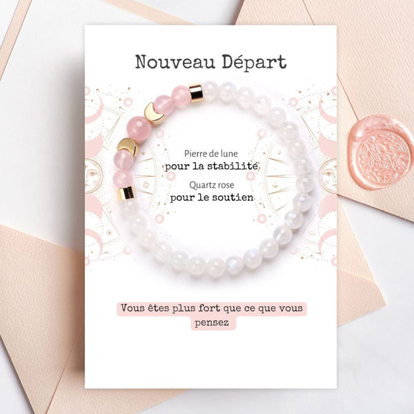 Bracelet "Nouveau départ" en pierre de lune blanche