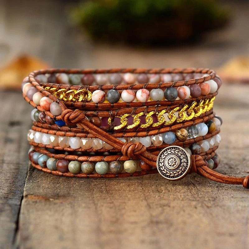 Premium Beyoutiful Rhodonite Wrap Bracelet - youwows