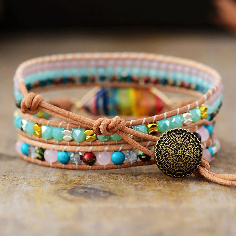 Geometric Spiritual Chakra Jasper Wrap Bracelet