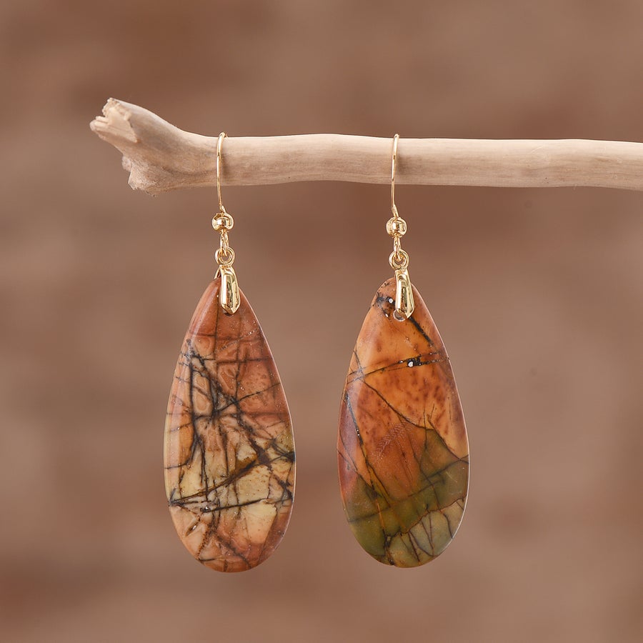 Maple Leaf Picasso Jasper Earrings