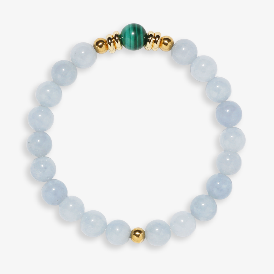 Aquamarine & Malachite Bracelet