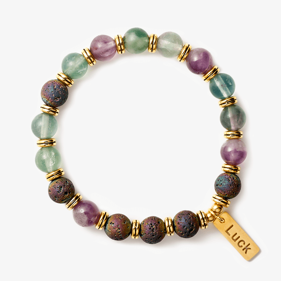 Fluorite & Lava Stone Bracelet