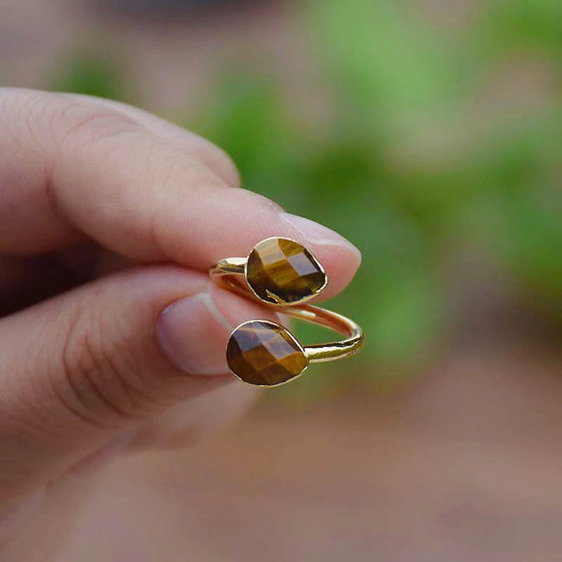 Earthvibe Tiger Eye Twin Flame Ring - youwows