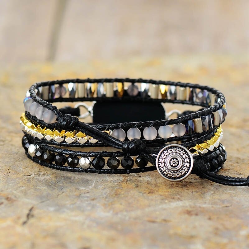 Patience Black Onyx Wrap Bracelet - youwows