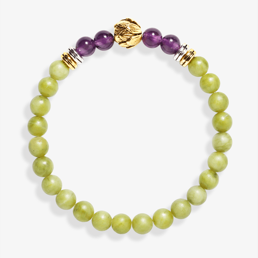 Jade&Amethyst 'Lotus' Bracelet