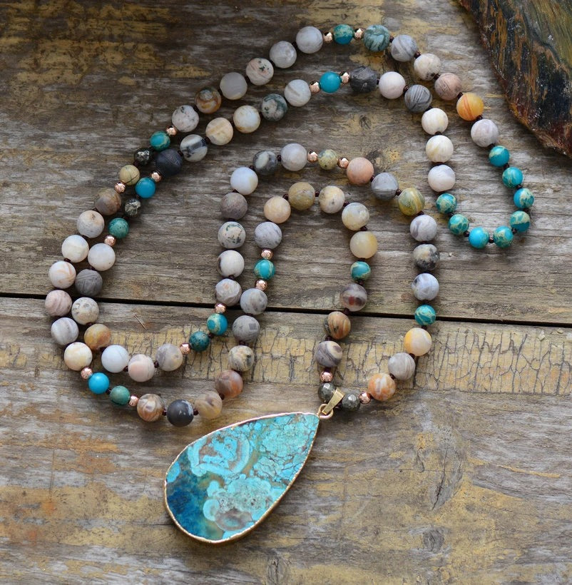Calming Ocean Jasper Inspiration Necklace - youwows