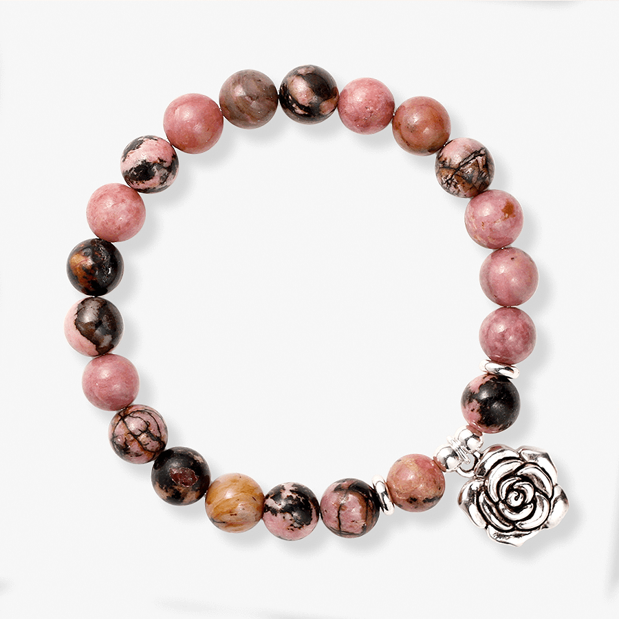 Rhodonite with Rose charm Bracelet