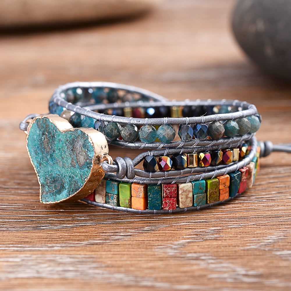 Blessed And Loved Ocean Jasper Wrap Bracelet