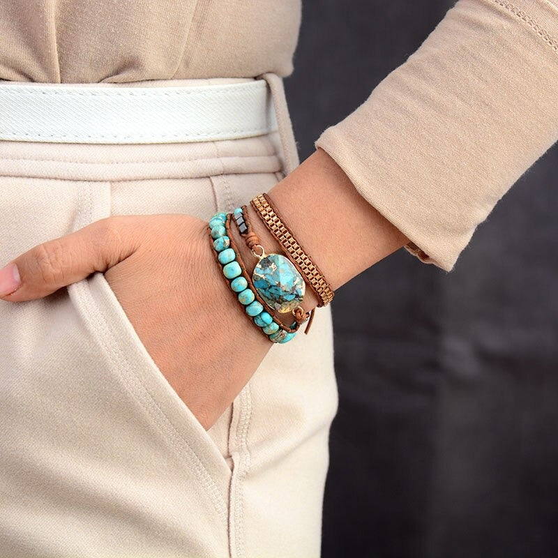 Calming Turquoise Wrap Bracelet - youwows