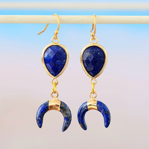 Crescent Aventurine Teardrop Earrings