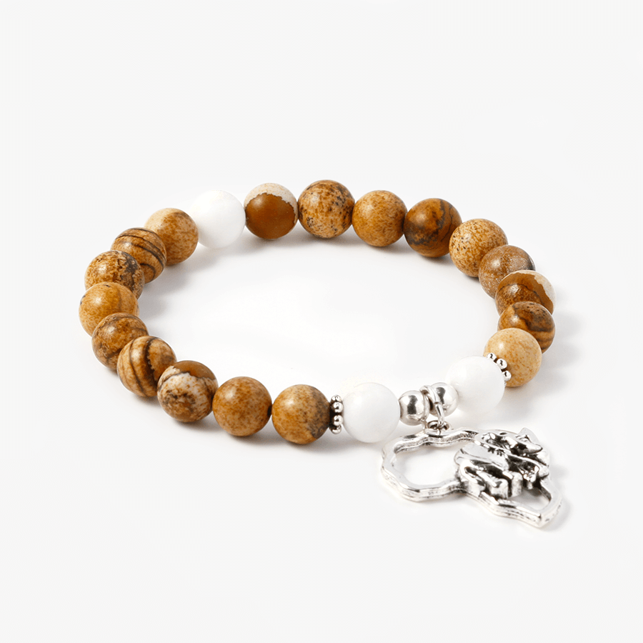 Picture-Jasper&White Jade with The African elephant Bracelet