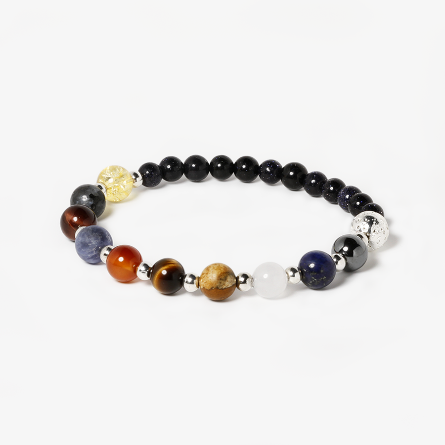 Black Rutilated Quartz,Citrine,Gray Labradorite,Red Tiger's Eye,Sodalite,Red Agate,Tiger's Eye ,Picture-Jasper,White Jade,Lapis Lazuli,Hematite,Lava Stone Bracelet
