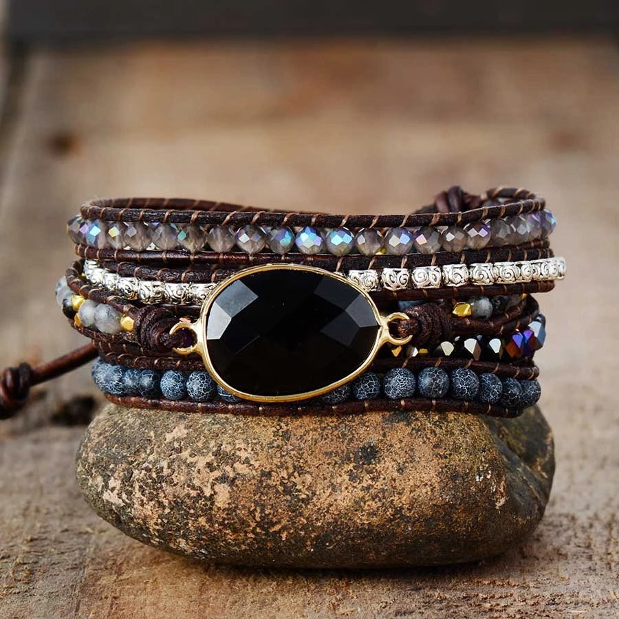 Powerful Black Onyx Wrap Bracelet - youwows