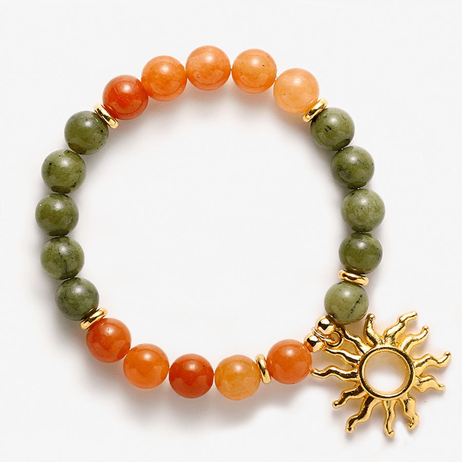 Carnelian&Jade With Sun charm Bracelet