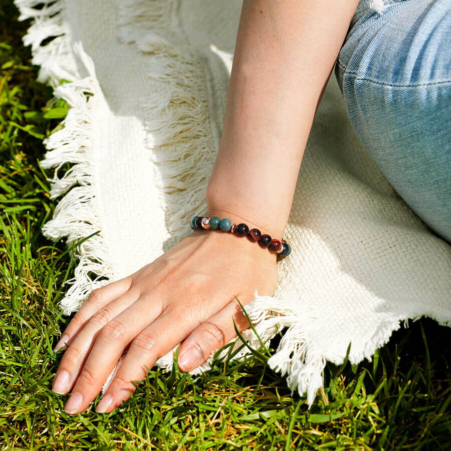 Moss Agate & Red Tiger's Eye Bracelet