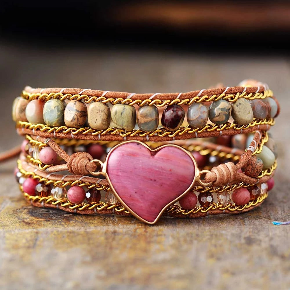 Vibrant Love Rhodonite Wrap Bracelet