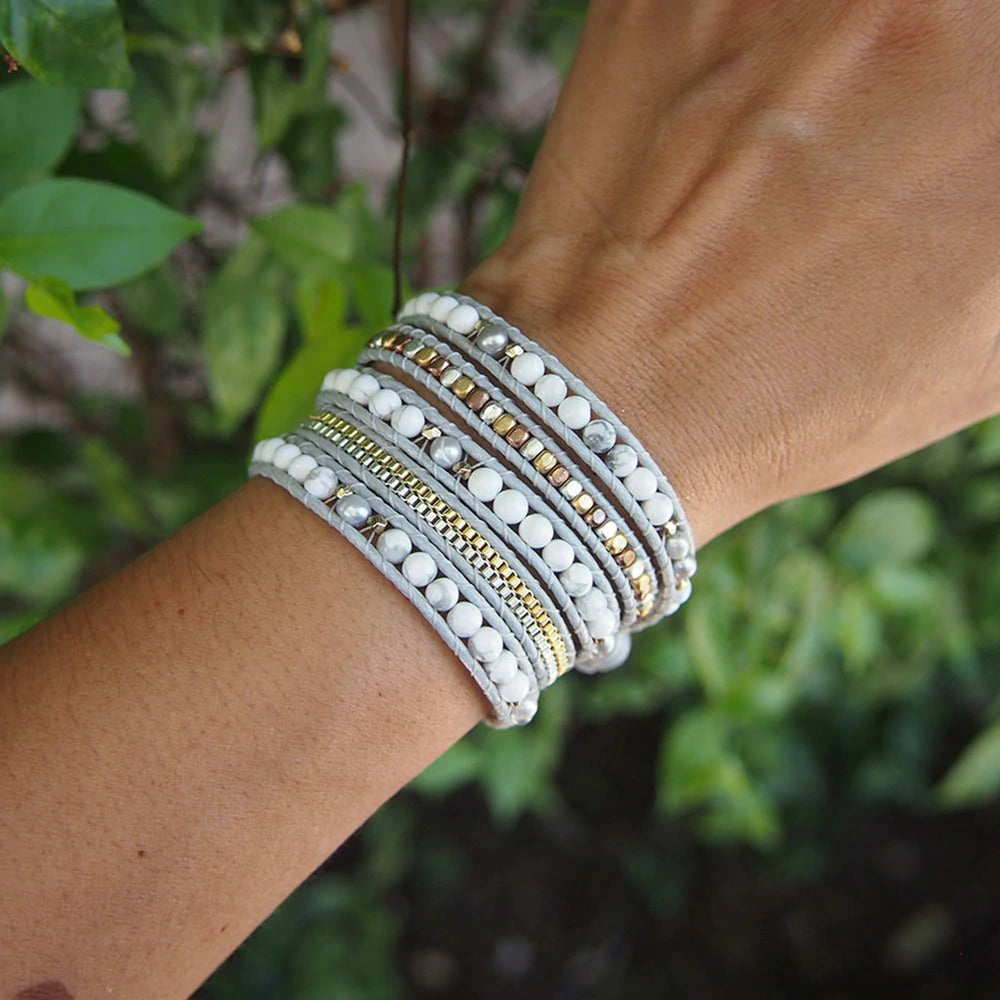 Divine Howlite & Pearl Wrap Bracelet