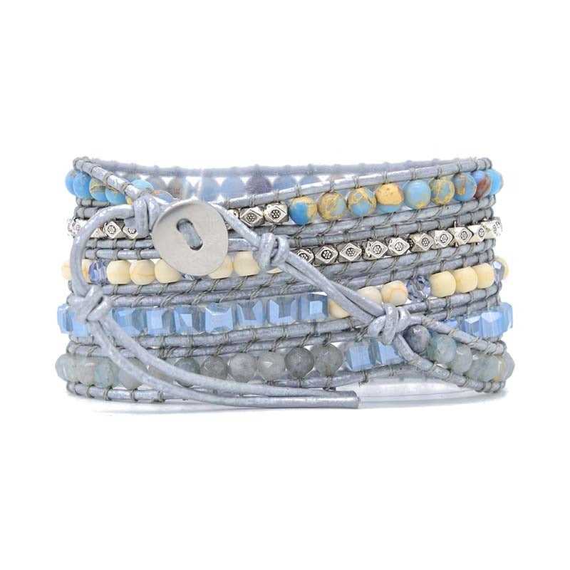 Natural Aura Blue Topaz Wrap Bracelet - youwows