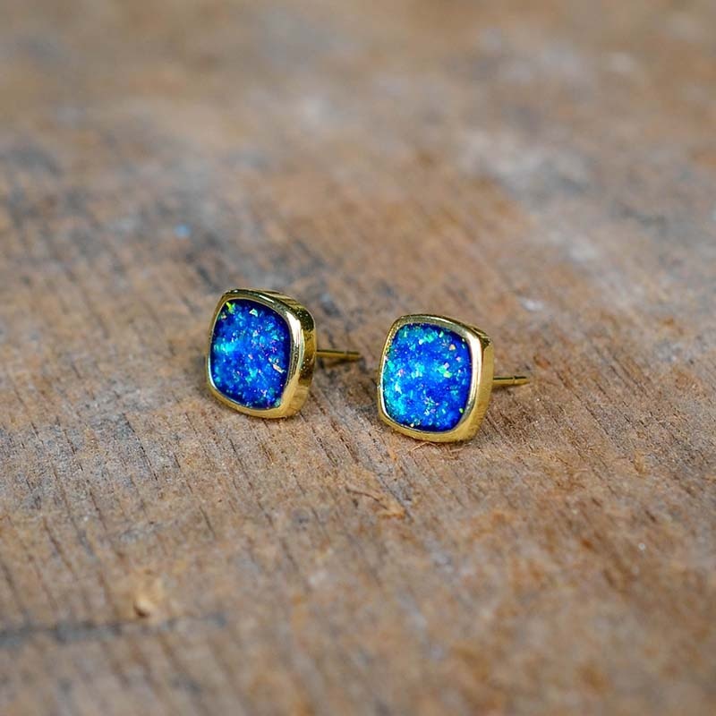 Gold Old Ocean Opal Earrings - youwows