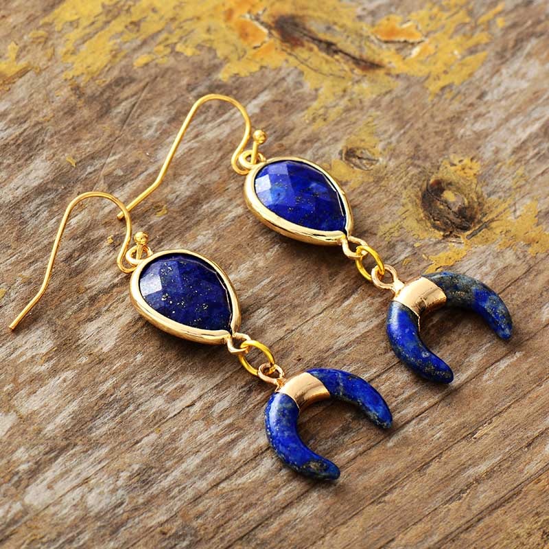 Crescent Aventurine Teardrop Earrings