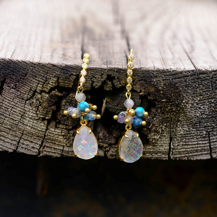 Tear Drop Opal Handmade Earrings - youwows