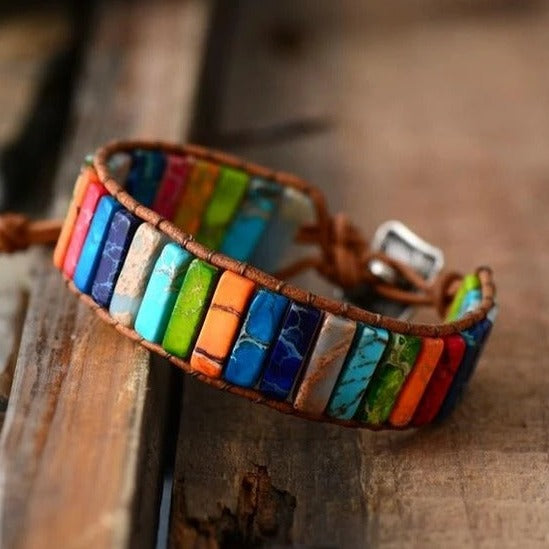Jasper Stone Chakra Handmade Wrap Bracelet - youwows