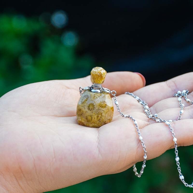 Be Still Chrysanthemum Perfume Bottle Pendants Necklace