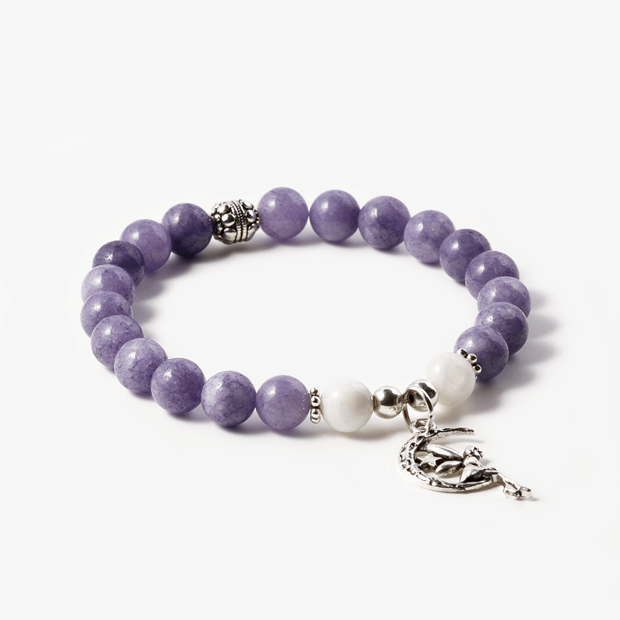 Angelite&White Jade with Fairy Charm Bracelet