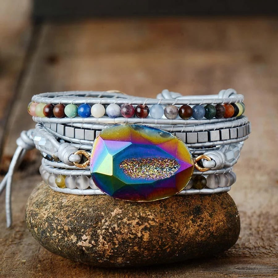 Happiness Rainbow Quatz Wrap Bracelet - youwows